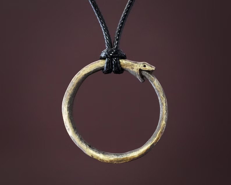 Ouroboros Snake Viper Ring Necklace