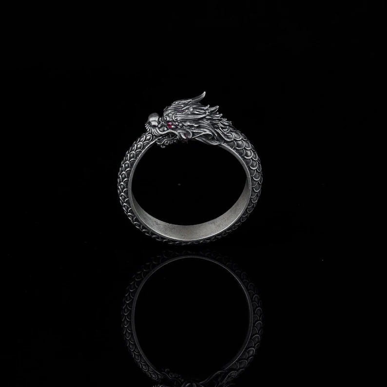 Silver Dragon Ouroboros Ring