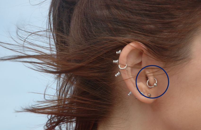 Girl with Tragus piecing