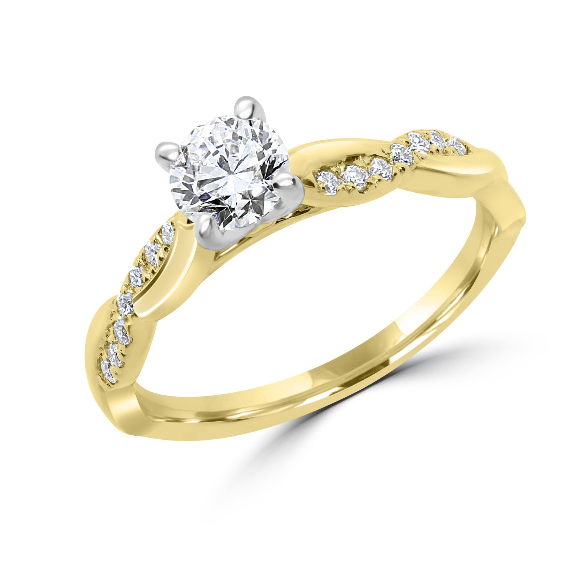 gold solitaire twist engagement ring