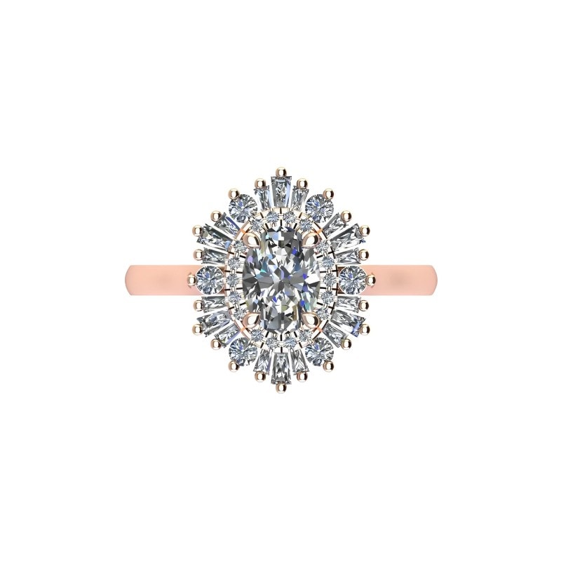 vintage style halo engagement ring in rose gold setting