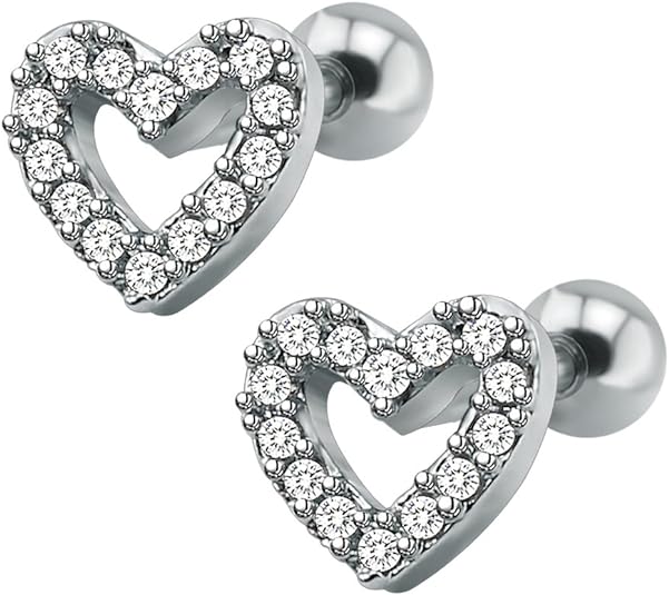 stainless steel heart helix studs