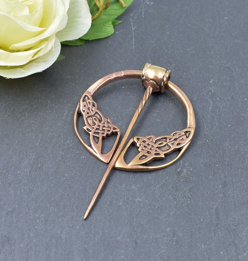 Celtic Omega Fibula with bronze knot pattern