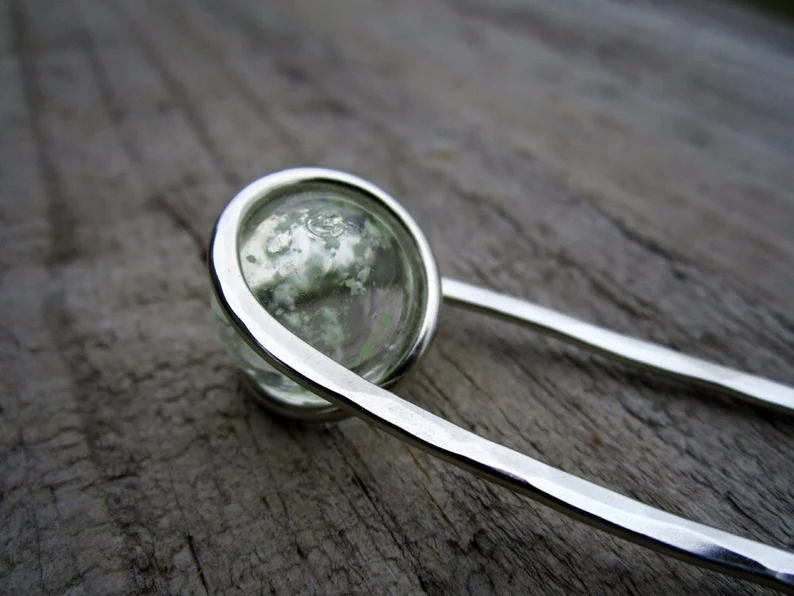 Glass Sphere Nickel Silver Hair Fork