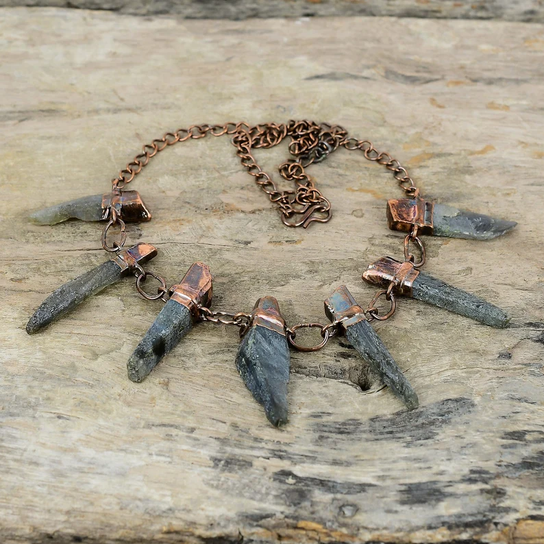 Labradorite Rough Electroformed Copper Necklace