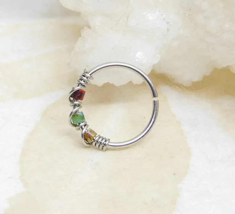 Picasso Bead Nose Hoop Ring