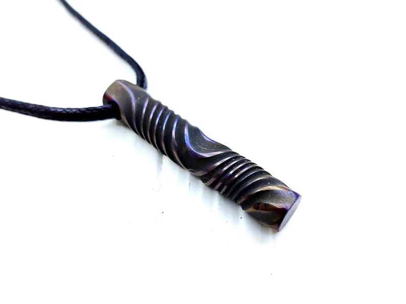 Vibrant Black Twist Titanium Pendant