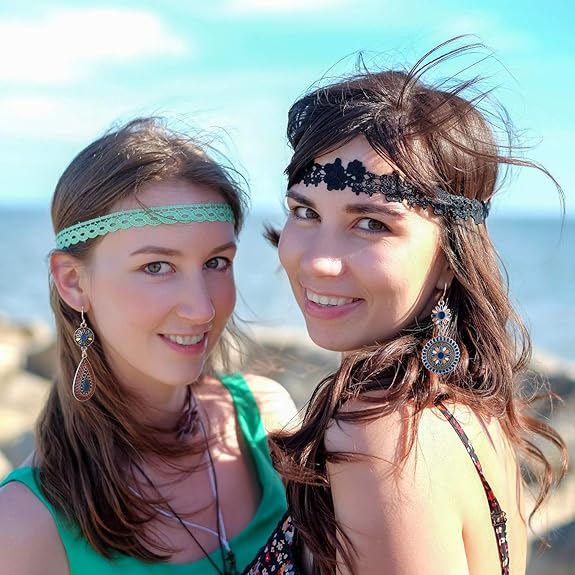 two women wearing boho style earrings