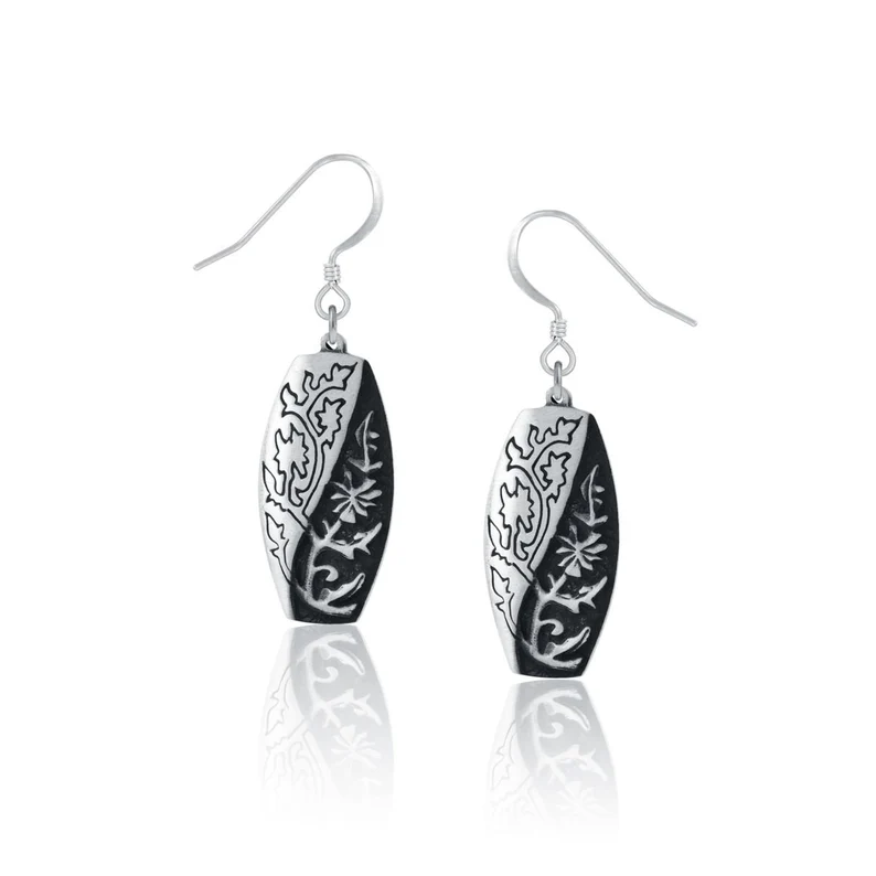 etched pewter drop earrings