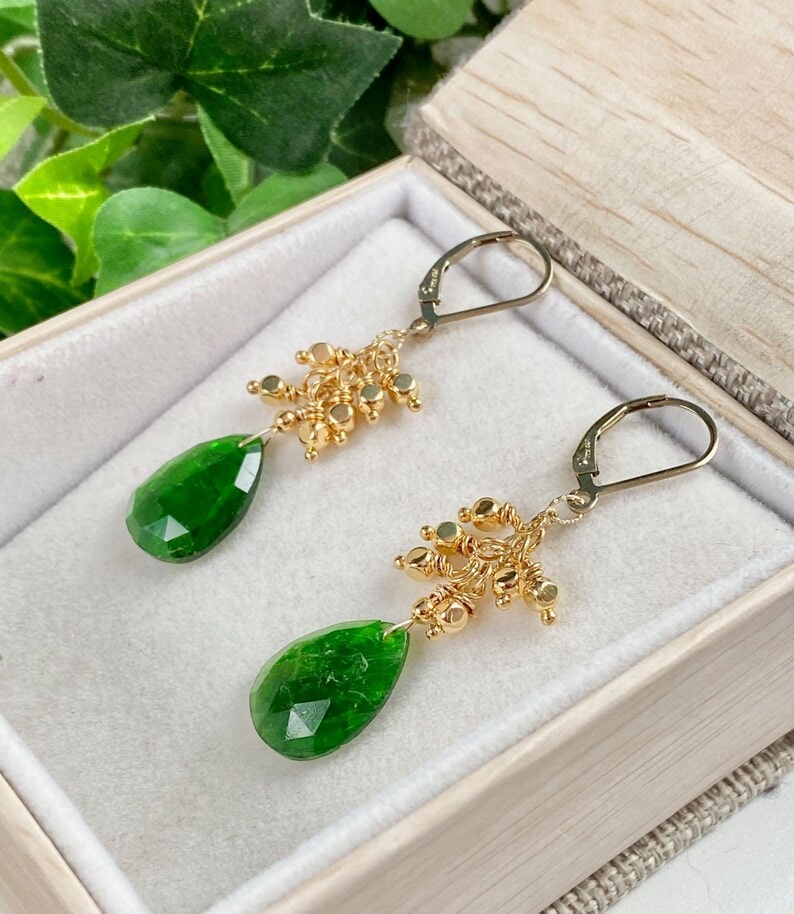 Forest Green Chrome Diopside Earrings