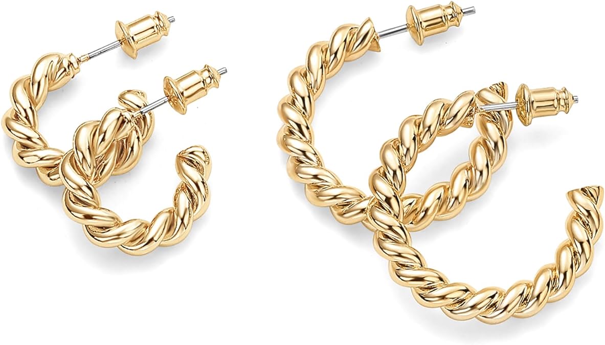 gold plated twisted rope earrings