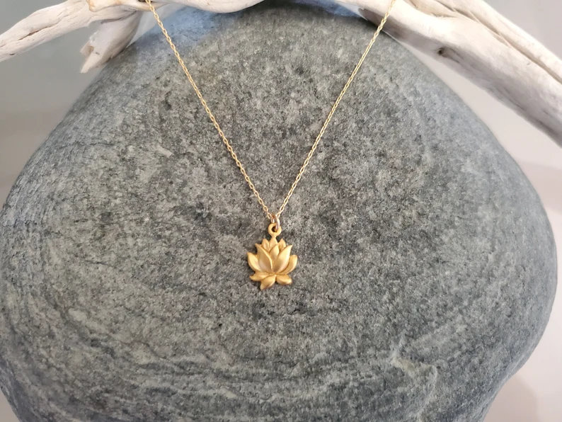 gold vermeil lotus necklace