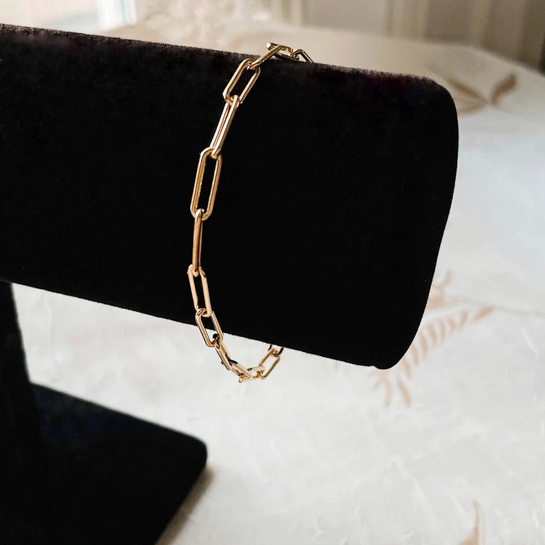 gold vermeil paperclip chain bracelet