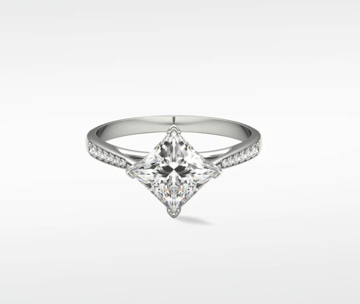 princess cut diamond pave engagement ring