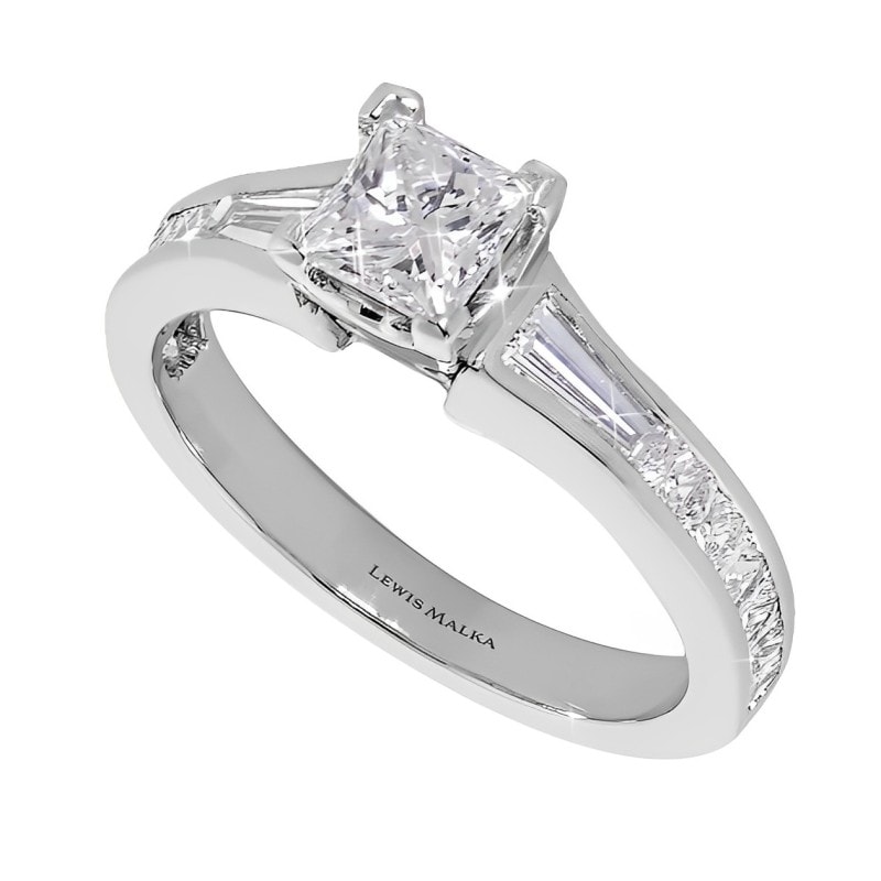 three stone diamond engagement ring in white gold setting