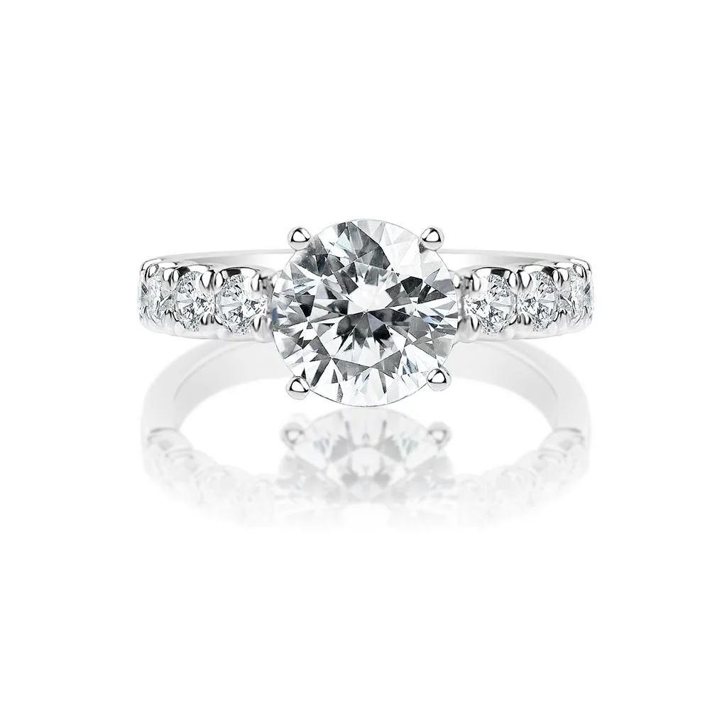 round diamond bubble band engagement ring