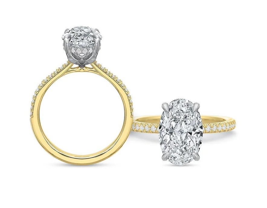 oval shape diamond engagement ring in yellow gold setting