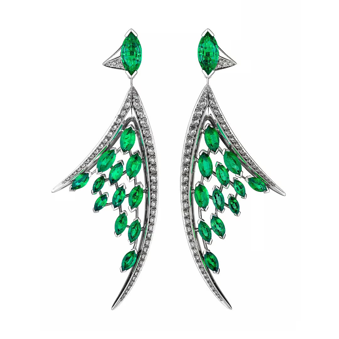emerald gemstones dangle earrings