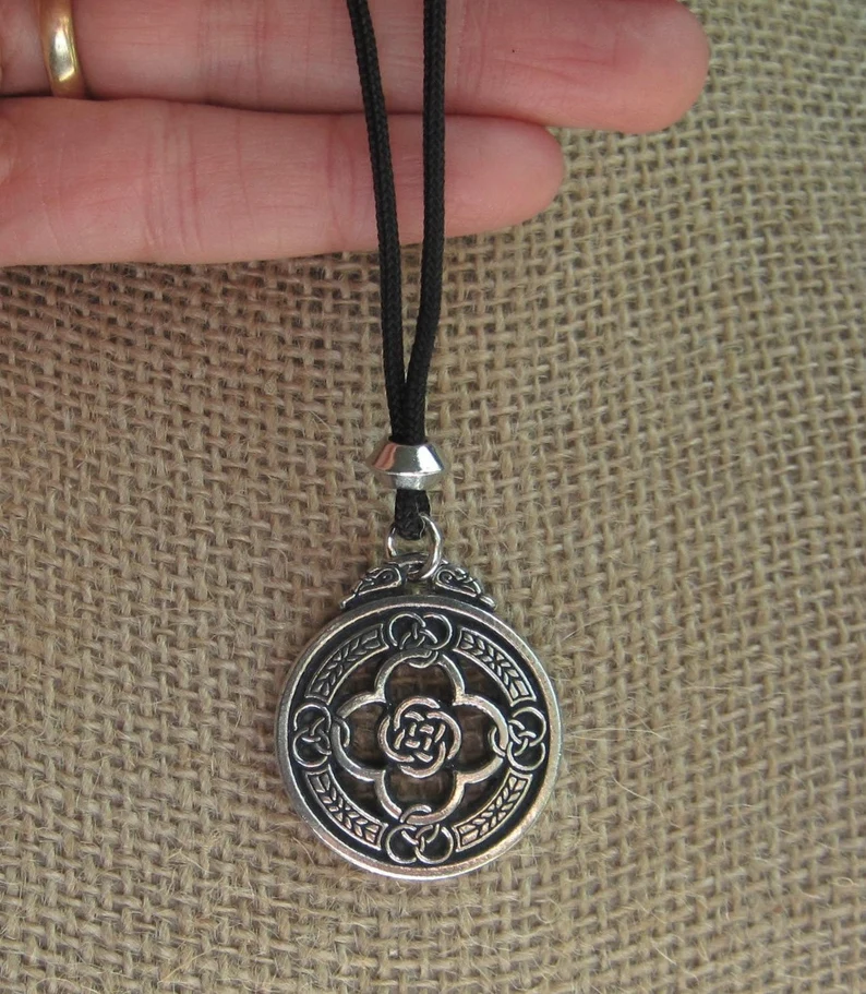 shield of protection pewter pendant necklace