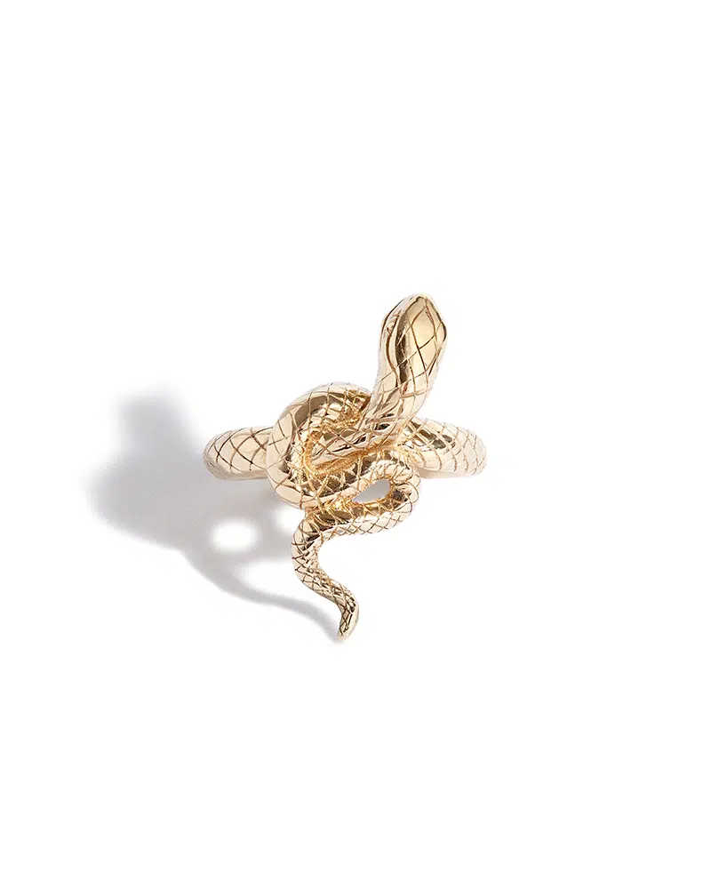 the great frog serpent ring in yellow gold setting