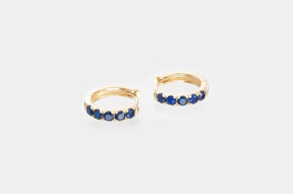 Five Stones Blue Sapphire Hoop Earring
