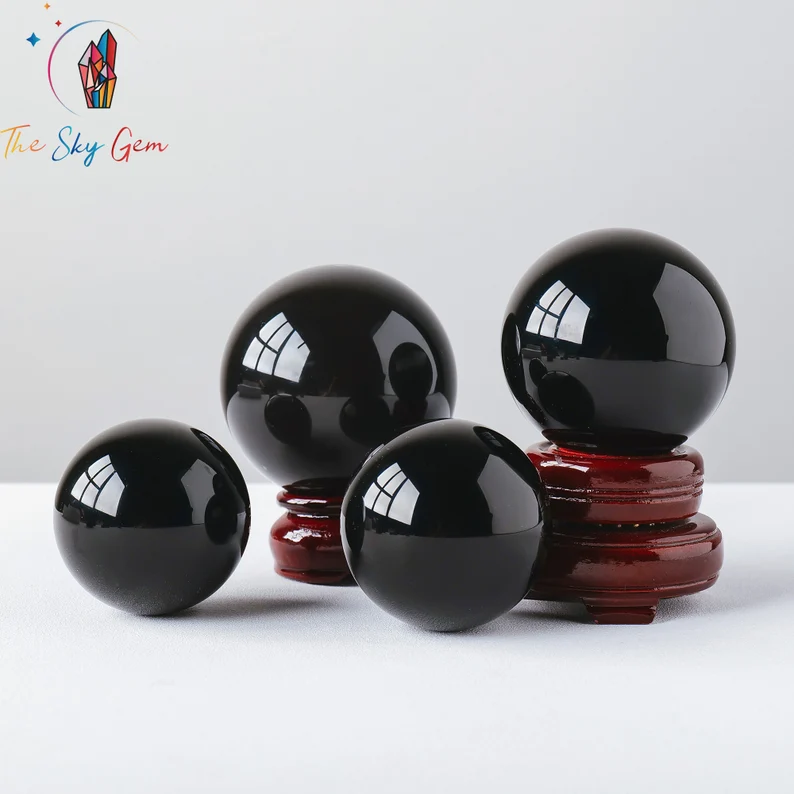 Natural Obsidian Crystal Sphere