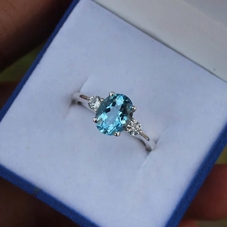 Natural Swiss Blue Topaz Ring