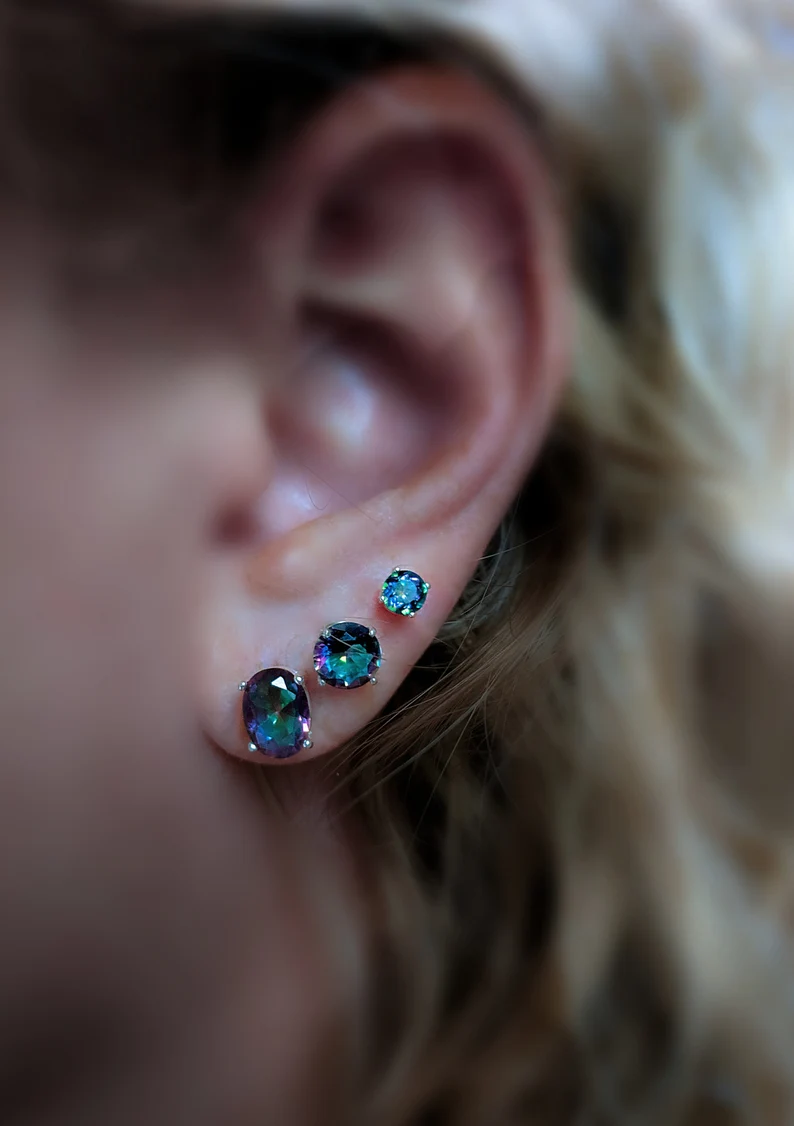 Purple and Green Alexandrite earrings