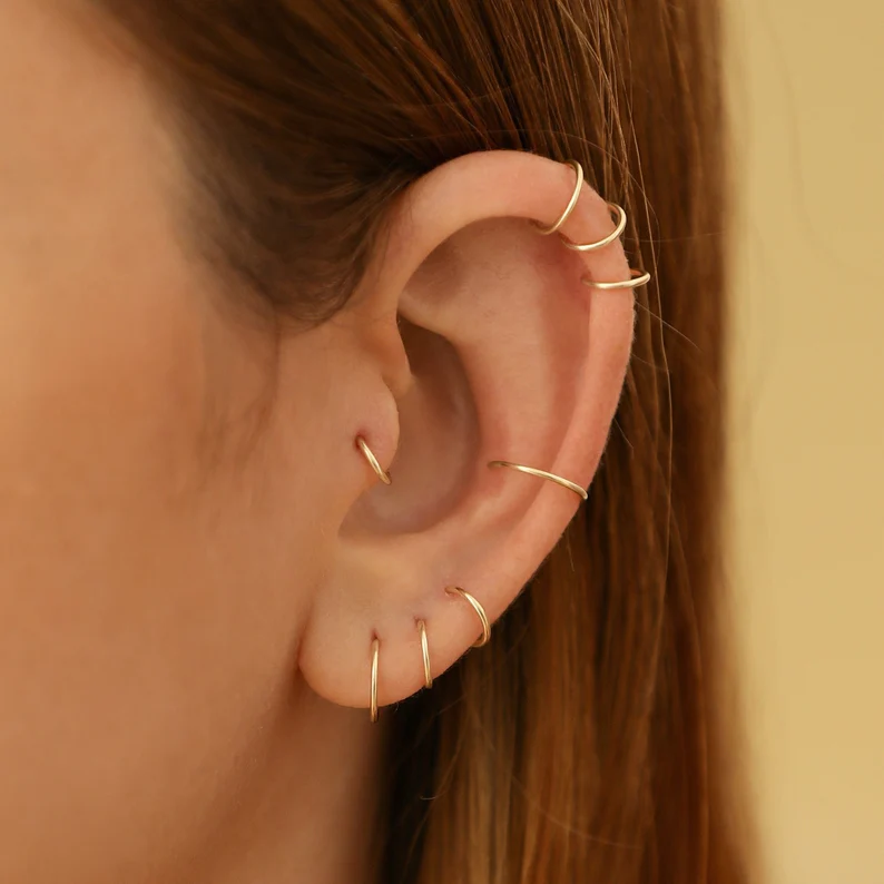 Small gold hoop earrings for cartilage piercings